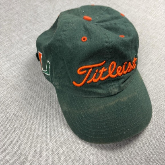 Titleist Other - Vintage Miami Hurricanes Hat Cap Strap Back Mens Green Golf Titleist 90s